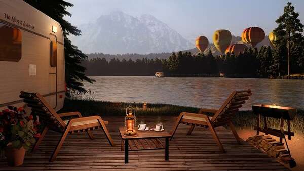 Peaceful nature scene with soft light and open outdoor space